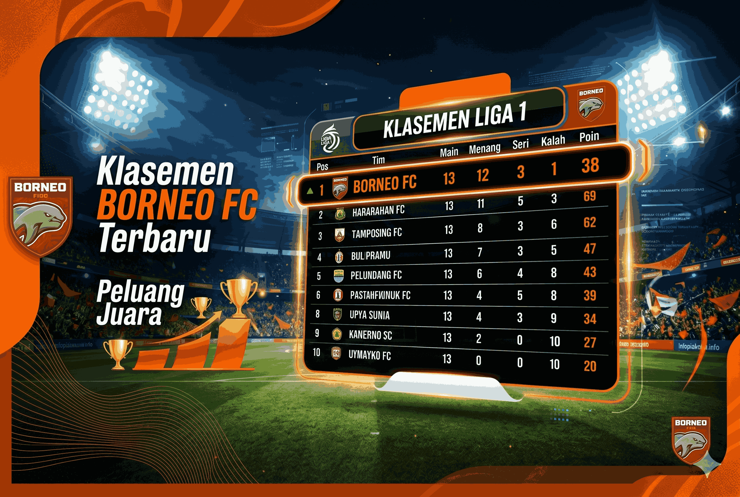 Klasemen Borneo FC Terbaru, Posisi di Liga 1 dan Peluang Juara