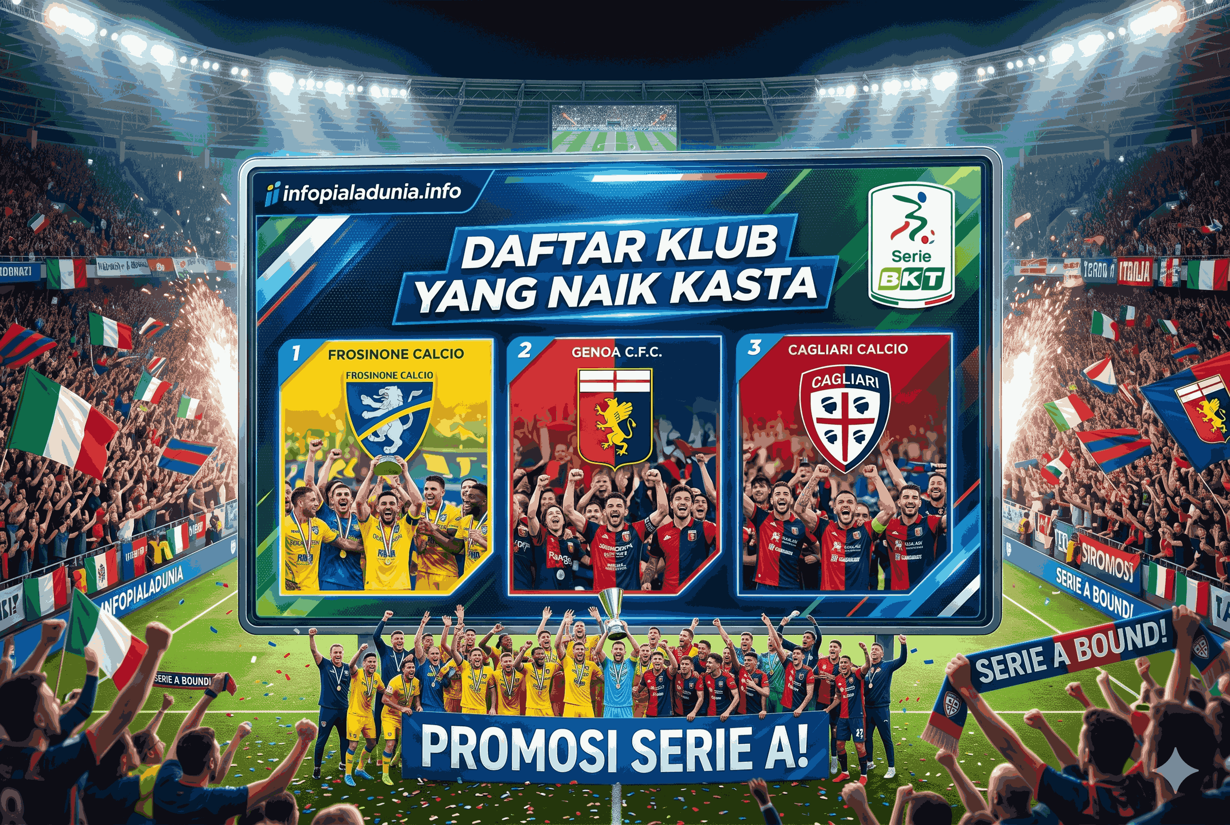 Tim Promosi Liga Italia Serie B, Daftar Klub yang Naik Kasta