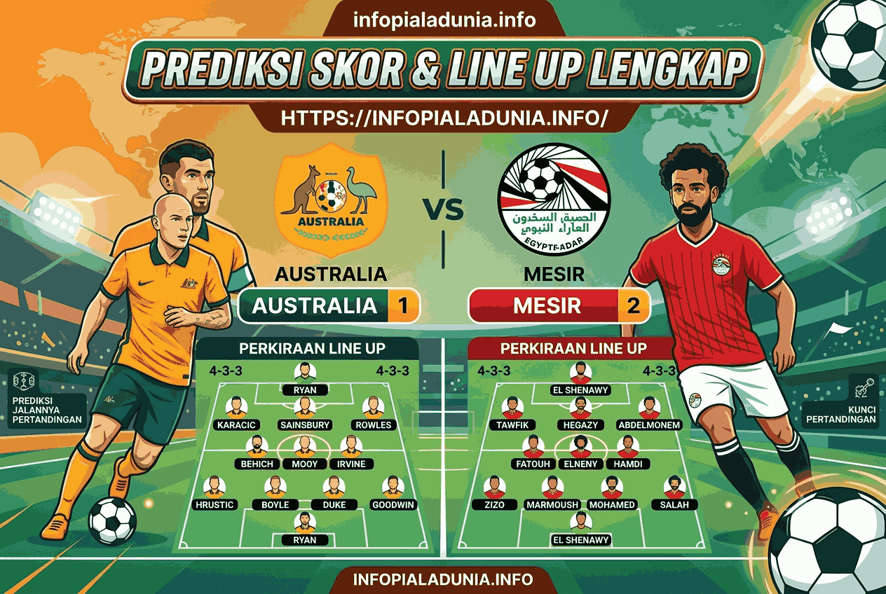 Australia vs Mesir 2026, Prediksi Skor dan Line Up Lengkap