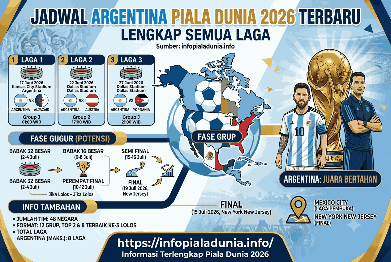 Jadwal Argentina Piala Dunia 2026 Terbaru, Lengkap Semua Laga