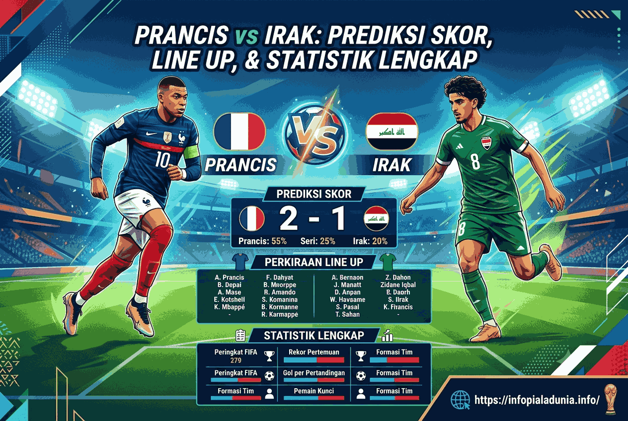 Prancis vs Irak: Prediksi Skor, Line Up, dan Statistik Lengkap