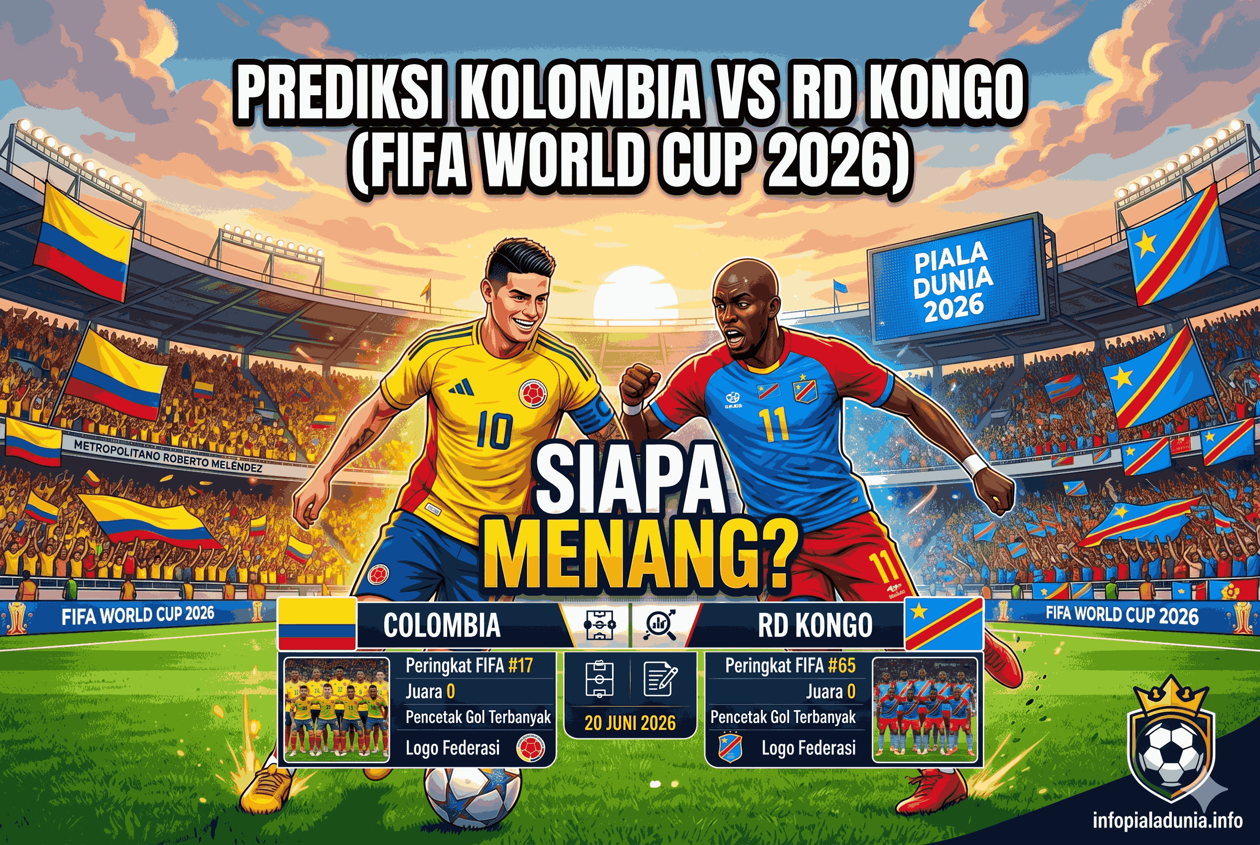 Prediksi Kolombia vs RD Kongo FIFA World Cup 2026, Siapa Menang?