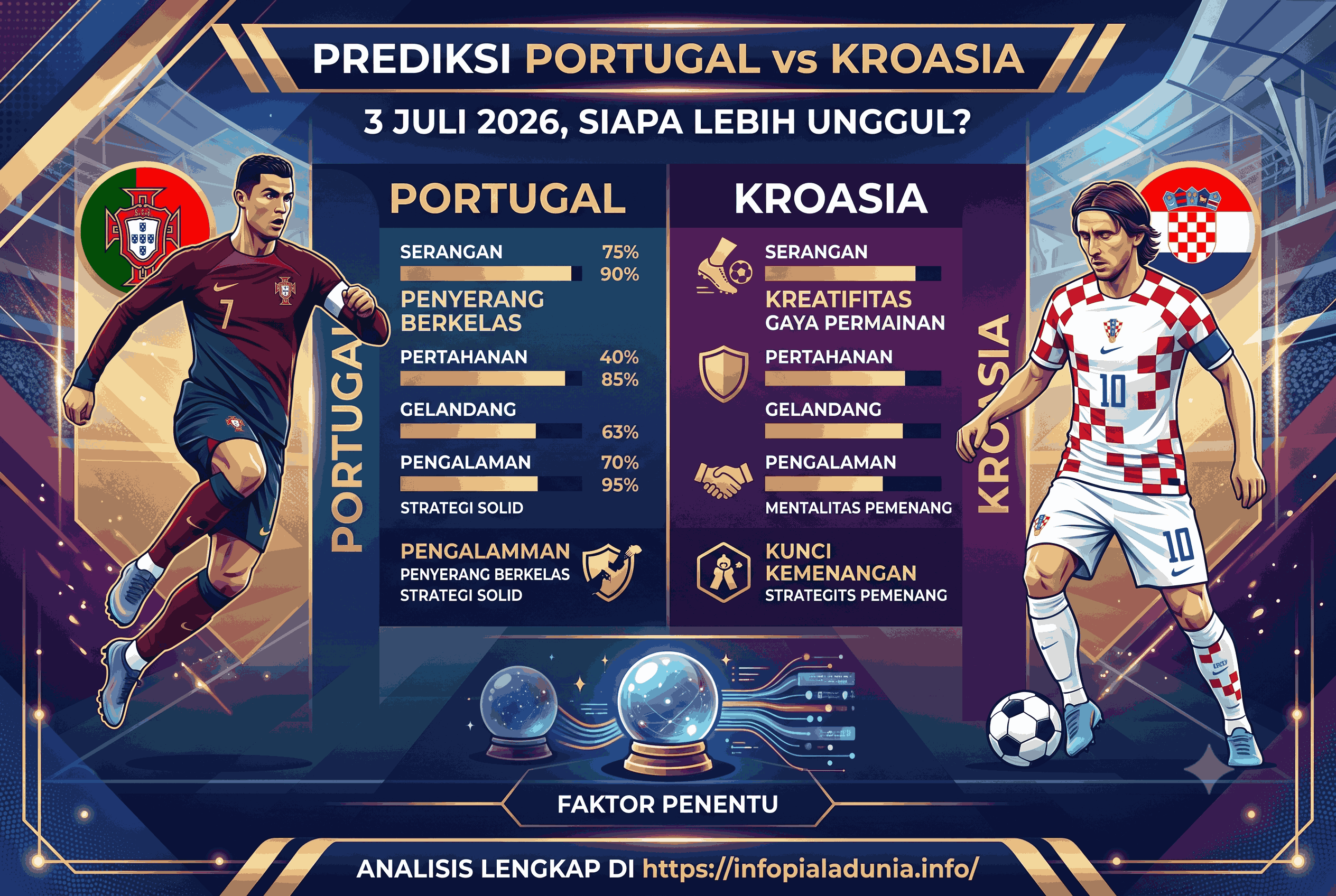 Prediksi Portugal vs Kroasia 3 Juli 2026, Siapa Lebih Unggul?