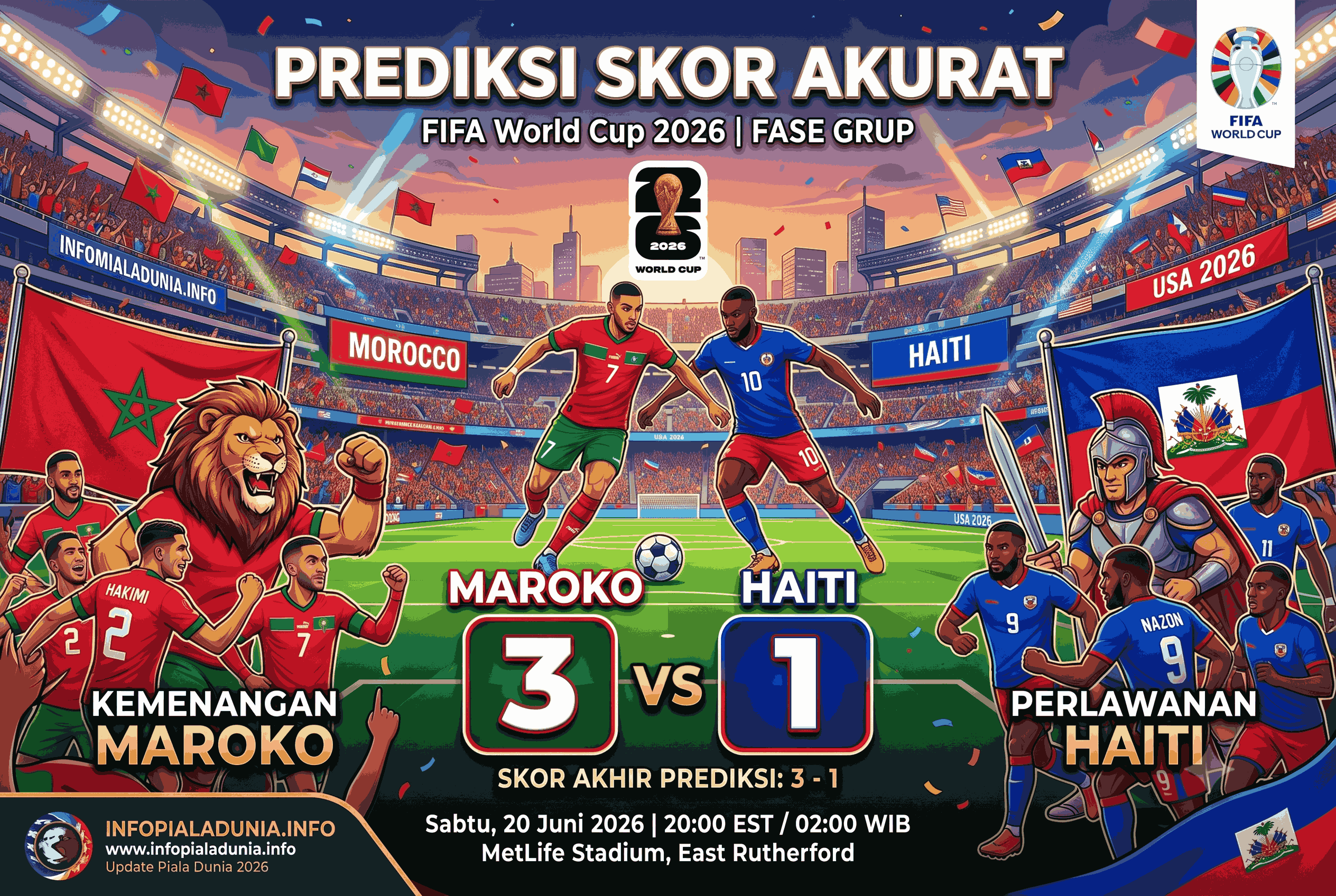 Prediksi Skor Maroko vs Haiti FIFA World Cup 2026 Paling Akurat