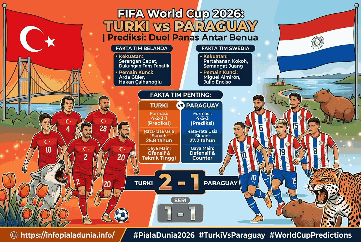 Prediksi Turki vs Paraguay FIFA World Cup 2026, Duel Panas Antar Benua