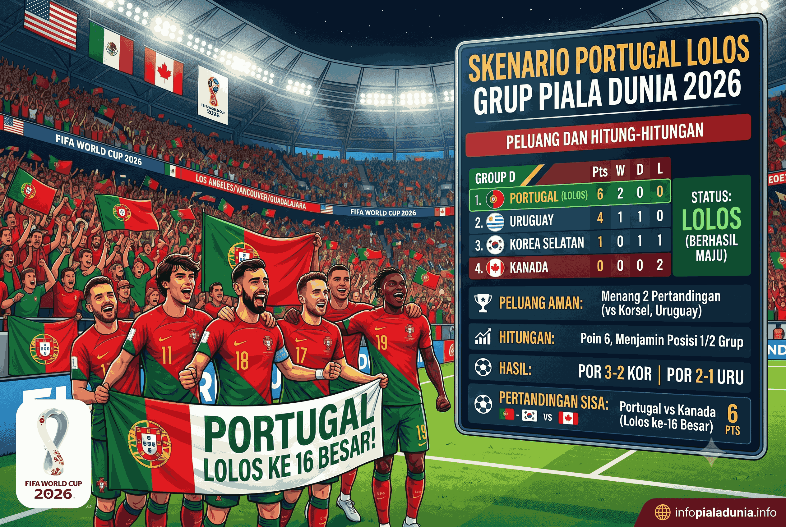 Skenario Portugal Lolos Grup Piala Dunia 2026: Peluang dan Hitung-Hitungannya