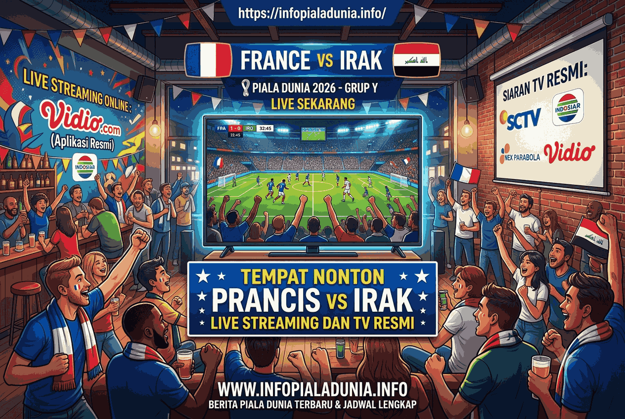 Tempat Nonton Prancis vs Irak: Live Streaming dan TV Resmi