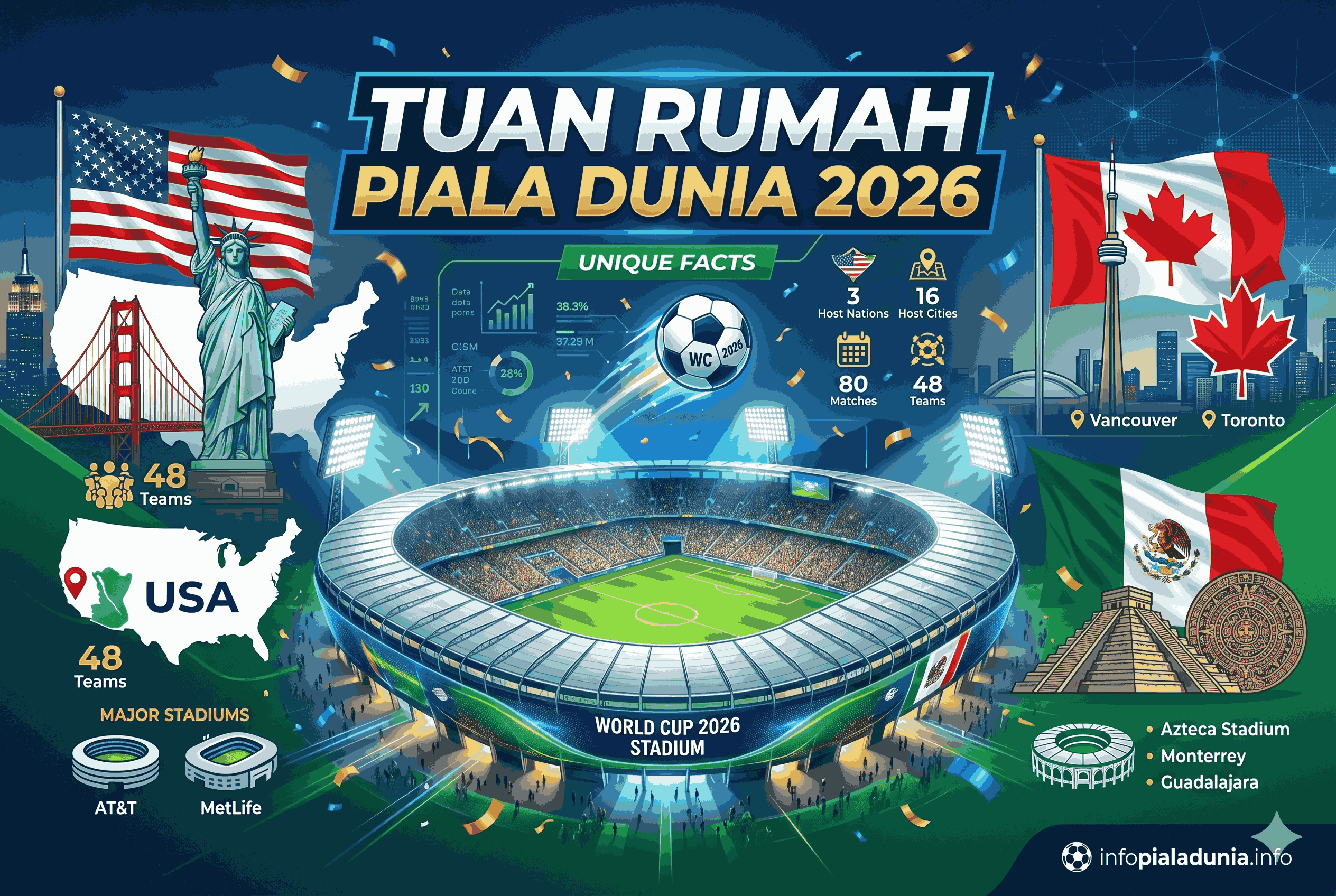 Tuan Rumah Piala Dunia 2026: Negara, Stadion, dan Fakta Unik