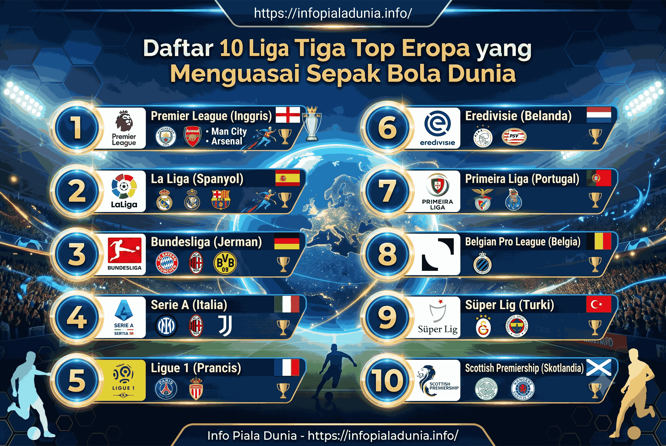 Daftar 10 Liga Top Eropa yang Menguasai Sepak Bola Dunia