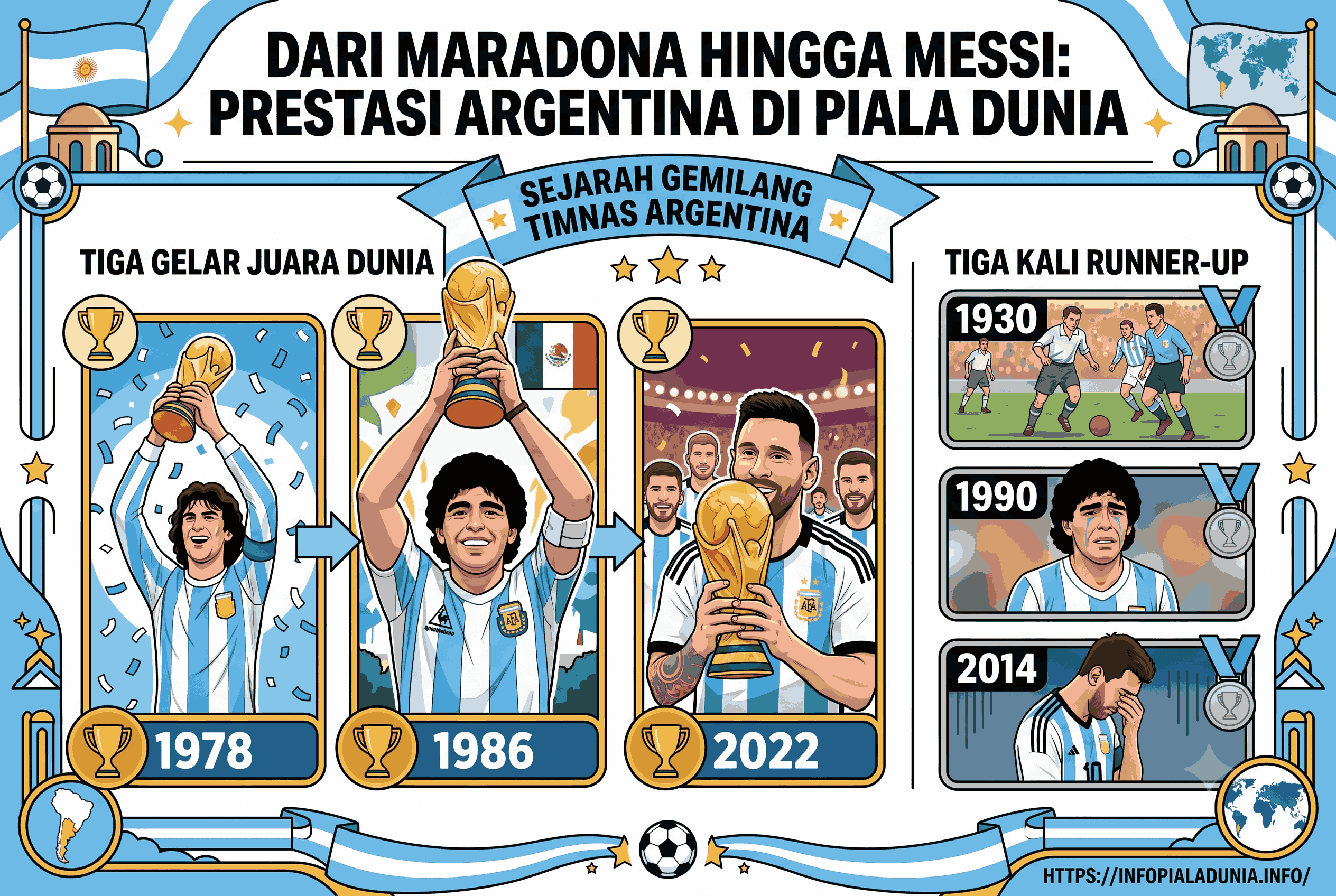 Dari Maradona hingga Messi, Ini Prestasi Argentina di Piala Dunia