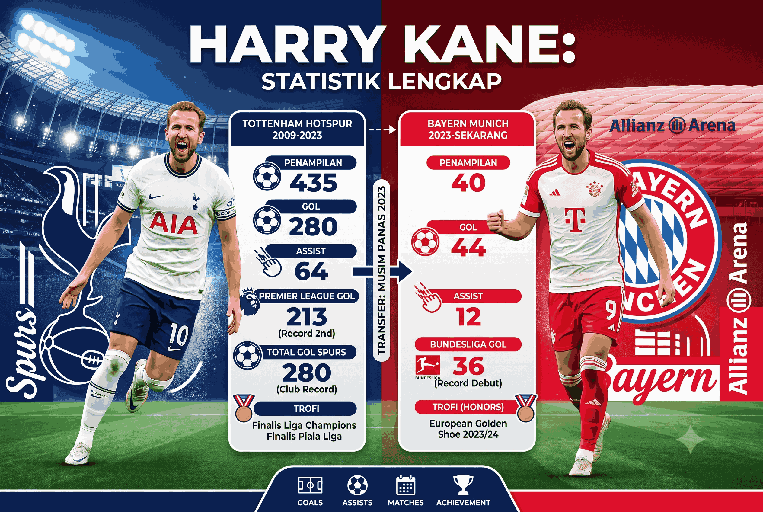 Harry Kane Statistik Lengkap: Dari Tottenham ke Bayern