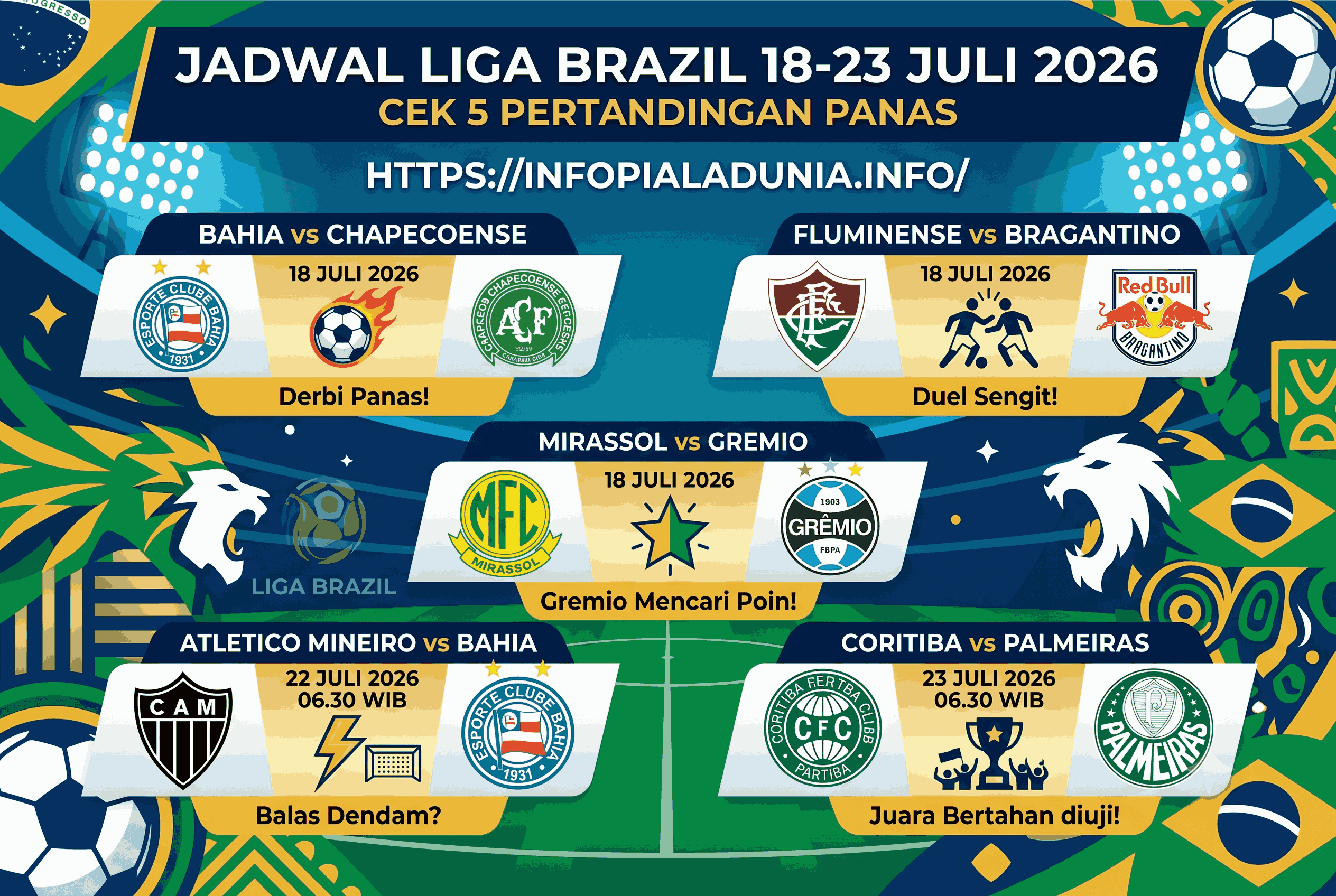 Jadwal Liga Brazil 18-23 Juli 2026, Cek 5 Pertandingan Panas