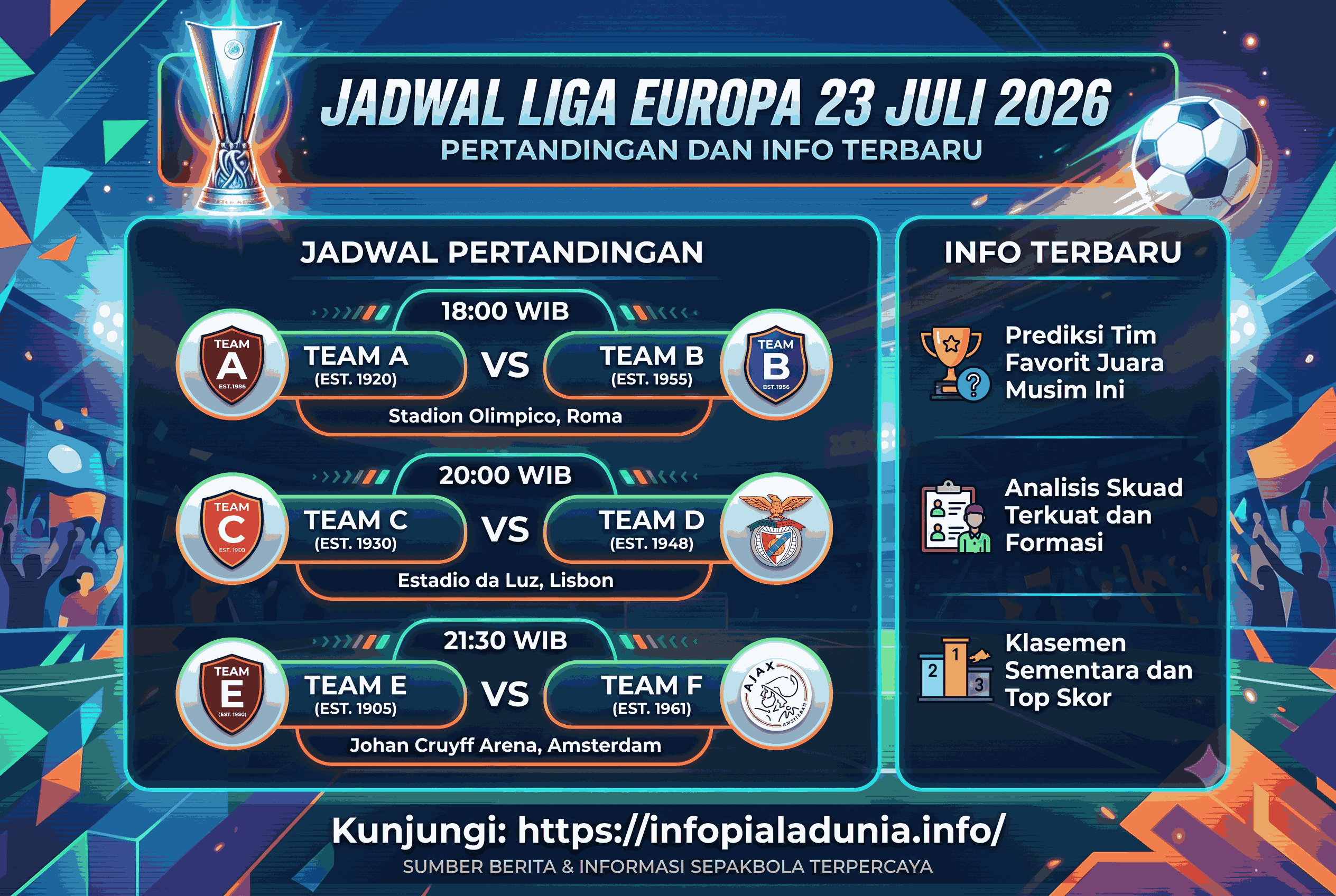 Jadwal Liga Europa 23 Juli 2026: Pertandingan dan Info Terbaru