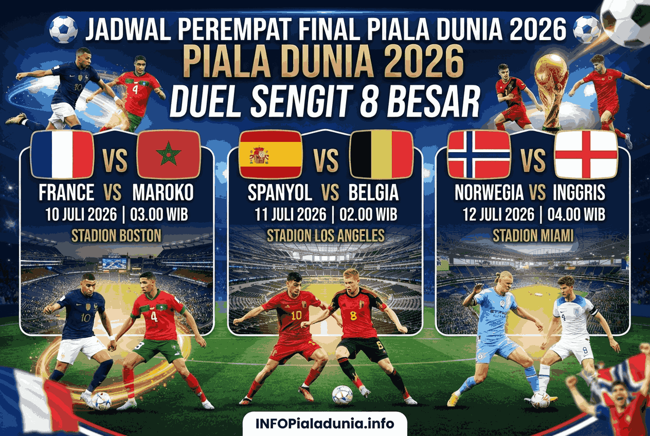 Jadwal Perempat Final Piala Dunia 2026: Duel Sengit 8 Besar