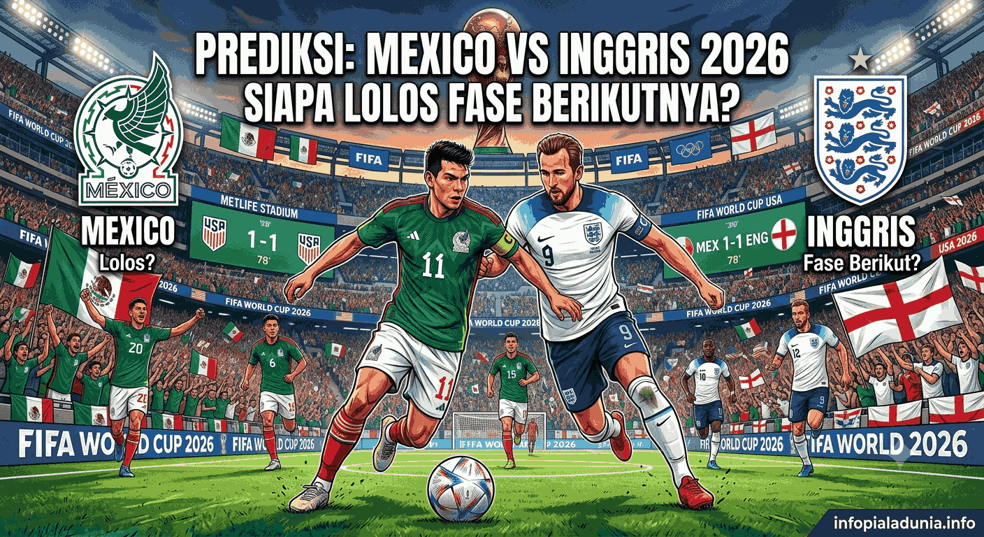 Prediksi Mexico vs Inggris 2026: Siapa Lolos Fase Berikut?