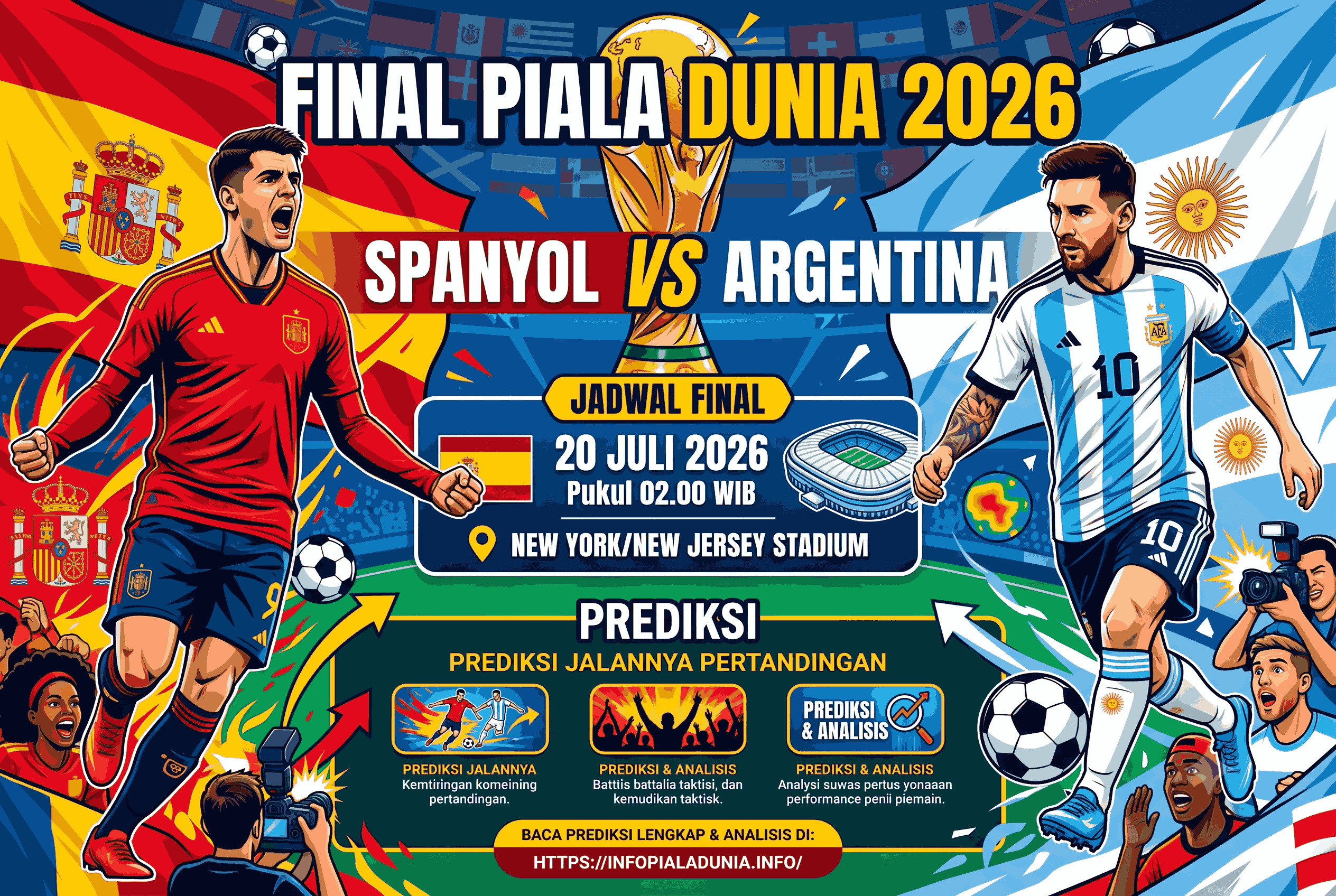 Spanyol vs Argentina: Jadwal Final Piala Dunia dan Prediksi