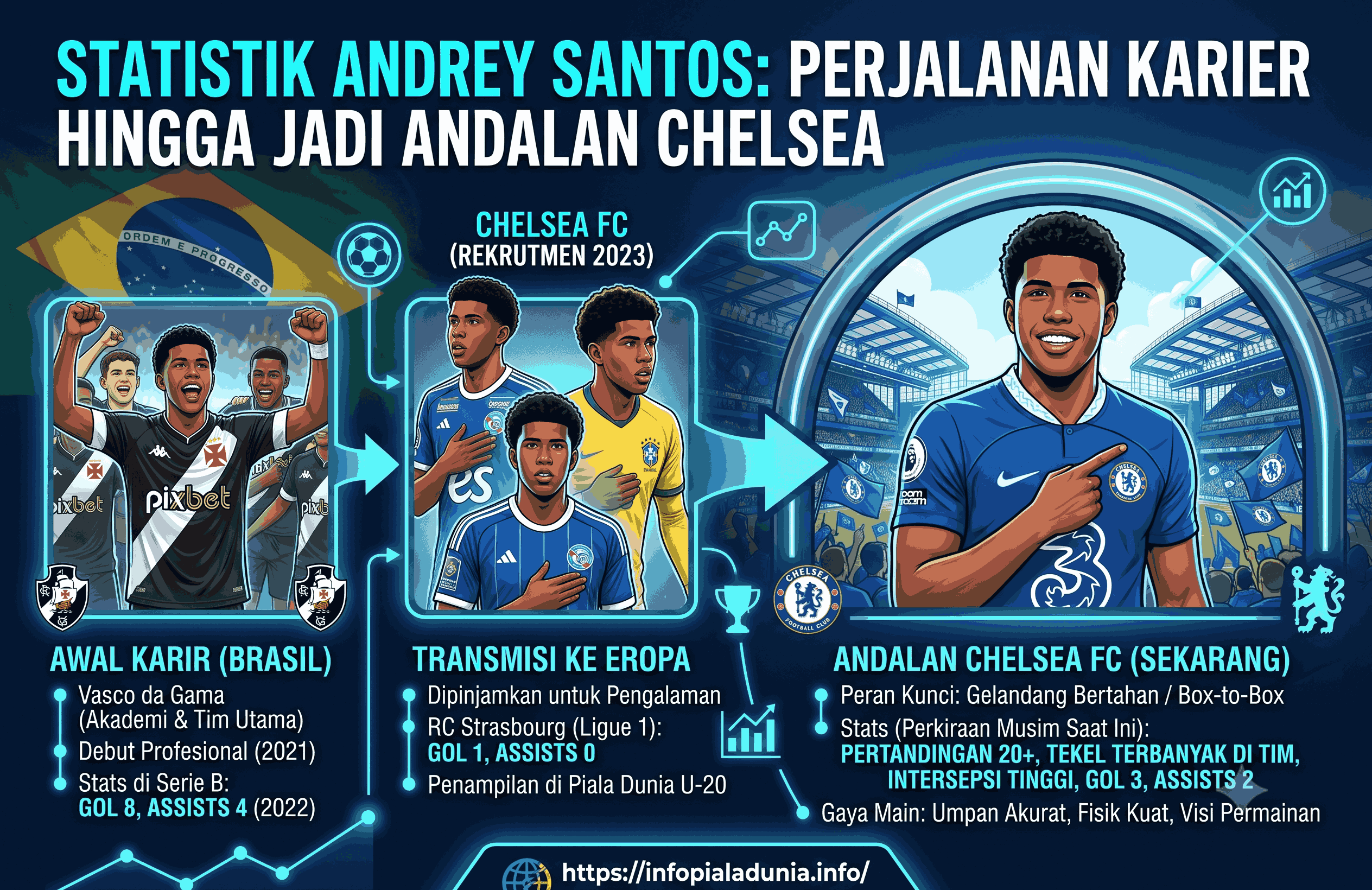 Statistik Andrey Santos: Perjalanan Karier hingga Jadi Andalan Chelsea