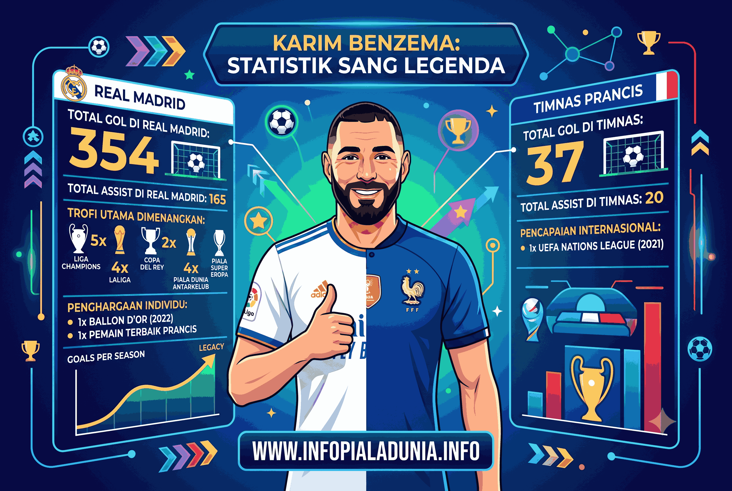 Statistik Karim Benzema, Sang Legenda Real Madrid dan Prancis